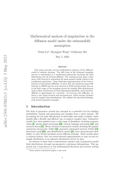 Mathematical analysis of singularities in the diffusion model under the
  submanifold assumption