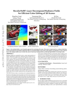 RecolorNeRF: Layer Decomposed Radiance Fields for Efficient Color
  Editing of 3D Scenes