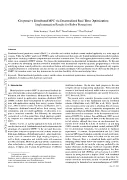 Cooperative Distributed MPC via Decentralized Real-Time Optimization:
  Implementation Results for Robot Formations