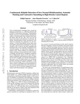 Continuously Reliable Detection of New-Normal Misinformation: Semantic
  Masking and Contrastive Smoothing in High-Density Latent Regions