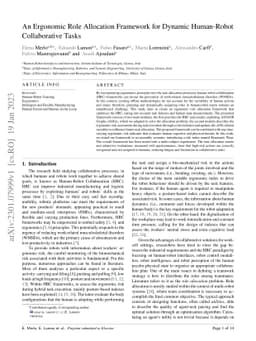 An Ergonomic Role Allocation Framework for Dynamic Human-Robot
  Collaborative Tasks
