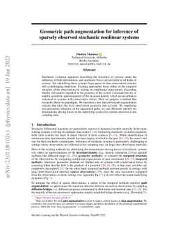 Geometric path augmentation for inference of sparsely observed
  stochastic nonlinear systems