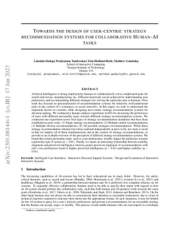 Towards the design of user-centric strategy recommendation systems for
  collaborative Human-AI tasks