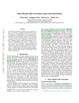 Music Playlist Title Generation Using Artist Information