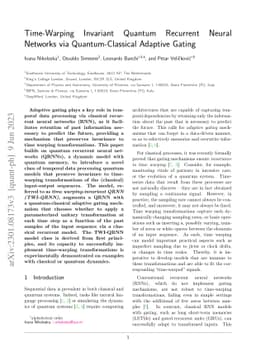 Time-Warping Invariant Quantum Recurrent Neural Networks via
  Quantum-Classical Adaptive Gating