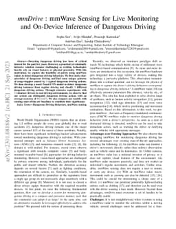 mmDrive: mmWave Sensing for Live Monitoring and On-Device Inference of
  Dangerous Driving