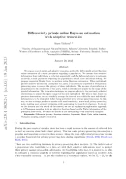 Differentially Private Online Bayesian Estimation With Adaptive
  Truncation