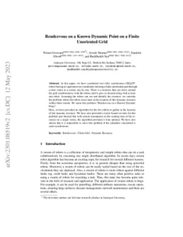 Rendezvous on a Known Dynamic Point on a Finite Unoriented Grid