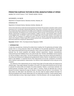 Predicting Surface Texture in Steel Manufacturing at Speed