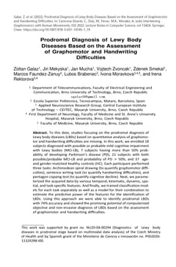 Prodromal Diagnosis of Lewy Body Diseases Based on the Assessment of
  Graphomotor and Handwriting Difficulties