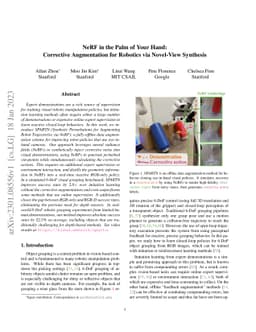 NeRF in the Palm of Your Hand: Corrective Augmentation for Robotics via
  Novel-View Synthesis