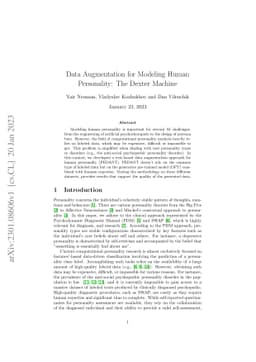 Data Augmentation for Modeling Human Personality: The Dexter Machine