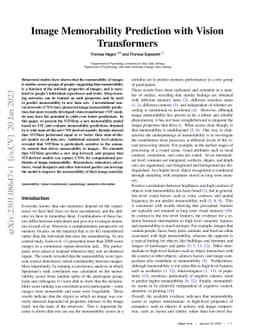 Image Memorability Prediction with Vision Transformers