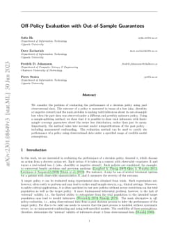 Off-Policy Evaluation with Out-of-Sample Guarantees