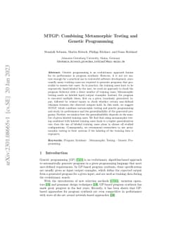 MTGP: Combining Metamorphic Testing and Genetic Programming