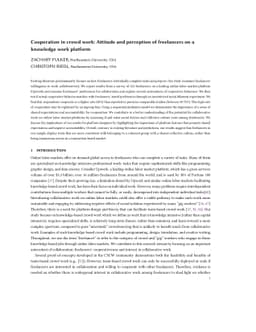 Cooperation in crowd work: Attitude and perception of freelancers on a
  knowledge work platform
