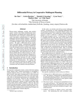 Differential Privacy in Cooperative Multiagent Planning