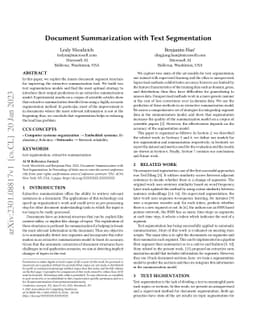 Document Summarization with Text Segmentation