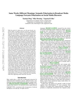 Same Words, Different Meanings: Semantic Polarization in Broadcast Media
  Language Forecasts Polarization on Social Media Discourse