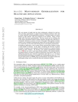 ManyDG: Many-domain Generalization for Healthcare Applications