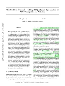 Time-Conditioned Generative Modeling of Object-Centric Representations
  for Video Decomposition and Prediction