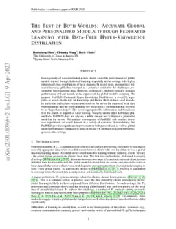 The Best of Both Worlds: Accurate Global and Personalized Models through
  Federated Learning with Data-Free Hyper-Knowledge Distillation