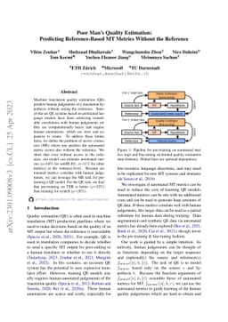 Poor Man's Quality Estimation: Predicting Reference-Based MT Metrics
  Without the Reference