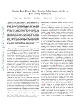 Simulate Less, Expect More: Bringing Robot Swarms to Life via
  Low-Fidelity Simulations