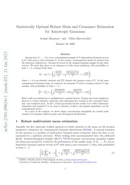 Statistically Optimal Robust Mean and Covariance Estimation for
  Anisotropic Gaussians