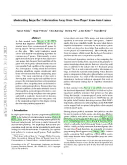 Abstracting Imperfect Information Away from Two-Player Zero-Sum Games