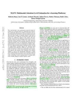 MATT: Multimodal Attention Level Estimation for e-learning Platforms