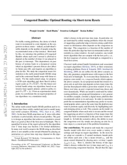 Congested Bandits: Optimal Routing via Short-term Resets