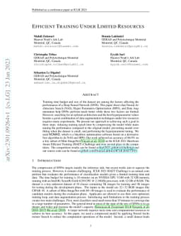 Efficient Training Under Limited Resources