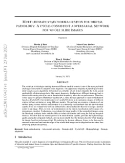 Multi-domain stain normalization for digital pathology: A
  cycle-consistent adversarial network for whole slide images