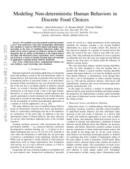 Modeling Non-deterministic Human Behaviors in Discrete Food Choices