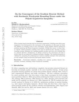 On the Convergence of the Gradient Descent Method with Stochastic Fixed-point Rounding Errors under the Polyak-Lojasiewicz Inequality