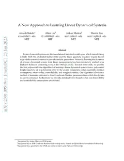 A New Approach to Learning Linear Dynamical Systems