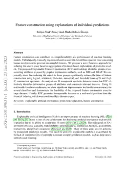 Feature construction using explanations of individual predictions