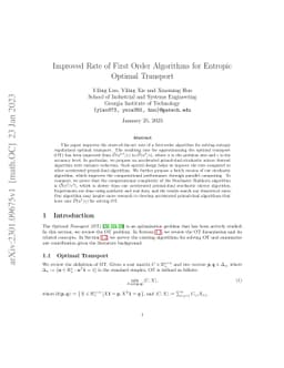 Improved Rate of First Order Algorithms for Entropic Optimal Transport