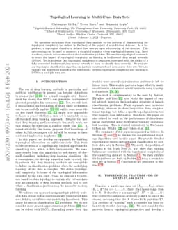 Topological Learning in Multi-Class Data Sets