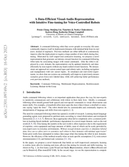 A Data-Efficient Visual-Audio Representation with Intuitive Fine-tuning
  for Voice-Controlled Robots