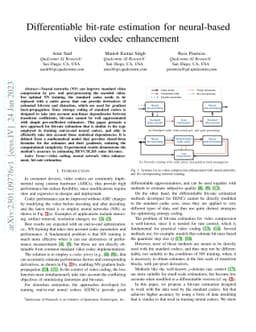 Differentiable bit-rate estimation for neural-based video codec
  enhancement