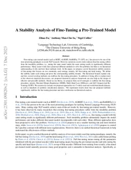 A Stability Analysis of Fine-Tuning a Pre-Trained Model