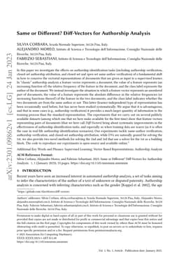 Same or Different? Diff-Vectors for Authorship Analysis