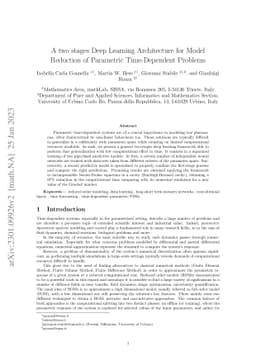 A two stages Deep Learning Architecture for Model Reduction of
  Parametric Time-Dependent Problems