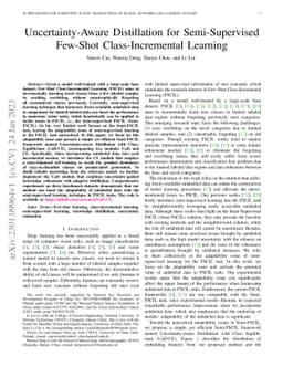 Uncertainty-Aware Distillation for Semi-Supervised Few-Shot
  Class-Incremental Learning