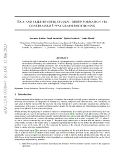 Fair and skill-diverse student group formation via constrained k-way
  graph partitioning