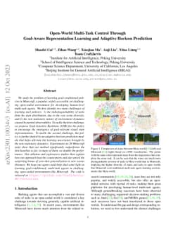 Open-World Multi-Task Control Through Goal-Aware Representation Learning
  and Adaptive Horizon Prediction