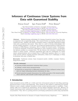 Inference of Continuous Linear Systems from Data with Guaranteed
  Stability