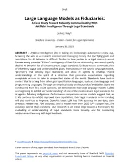 Large Language Models as Fiduciaries: A Case Study Toward Robustly
  Communicating With Artificial Intelligence Through Legal Standards